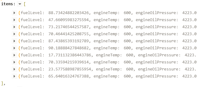 10 records of sensor data