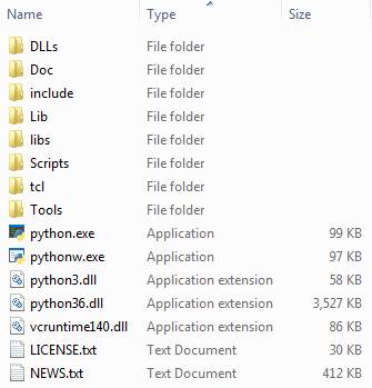 installed files of python installer