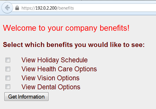 Benefits application home page