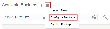 Configure Backups button