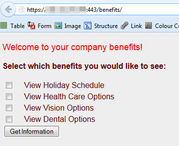 Benefits application screen