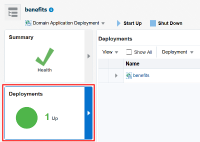 click the deployments tab on application home page