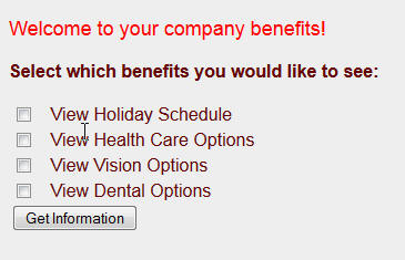 Benefits application is displayed