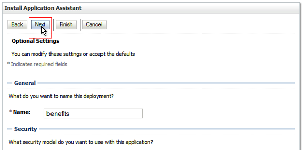Select deployment settings