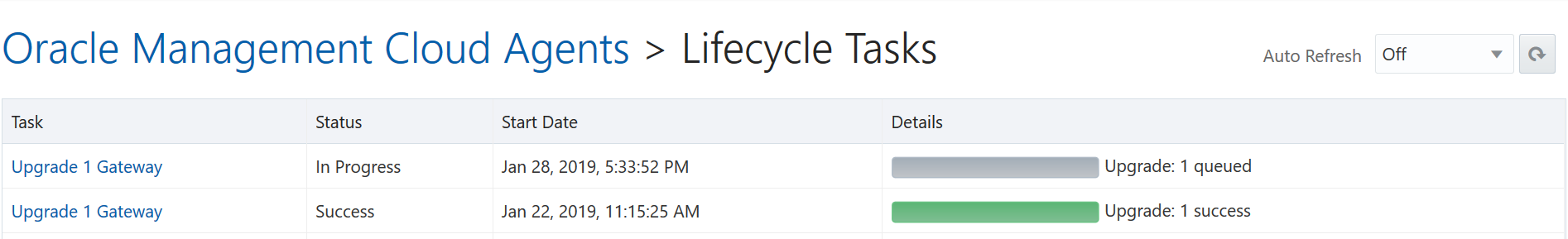 Lifecycle Tasks Status
