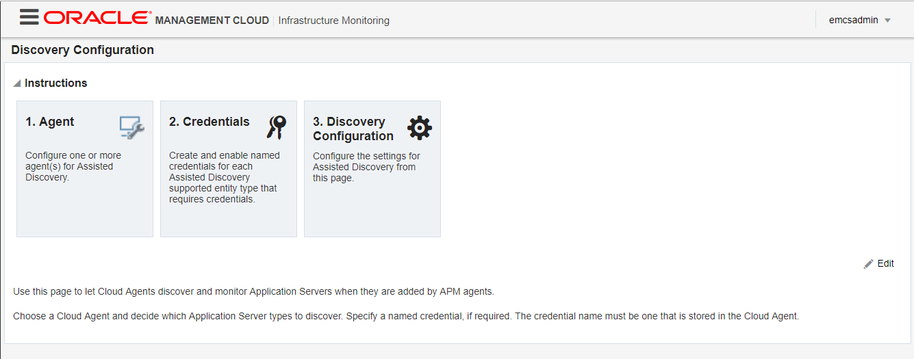 Discovery Configuration page.