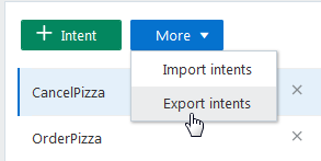 This is an image of the Export intents option.