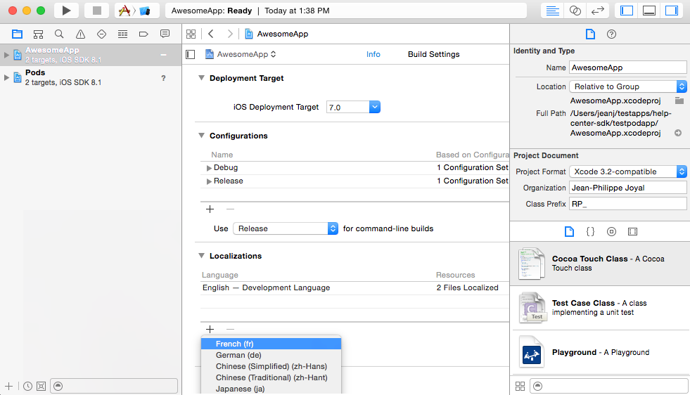 This is an image of Xcode app localization settings.