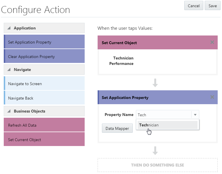This is an image of the Set Application Property action.