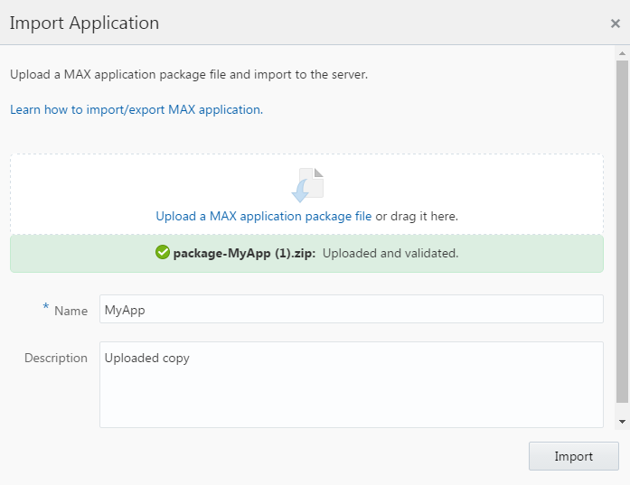 This is an image of the Import Application dialog.
