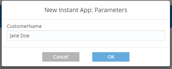 This is a screen capture of the Parameter popup dialog for the CustomerName parameter.