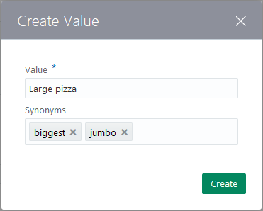 This is an image of the Create Value dialog with synonyms.
