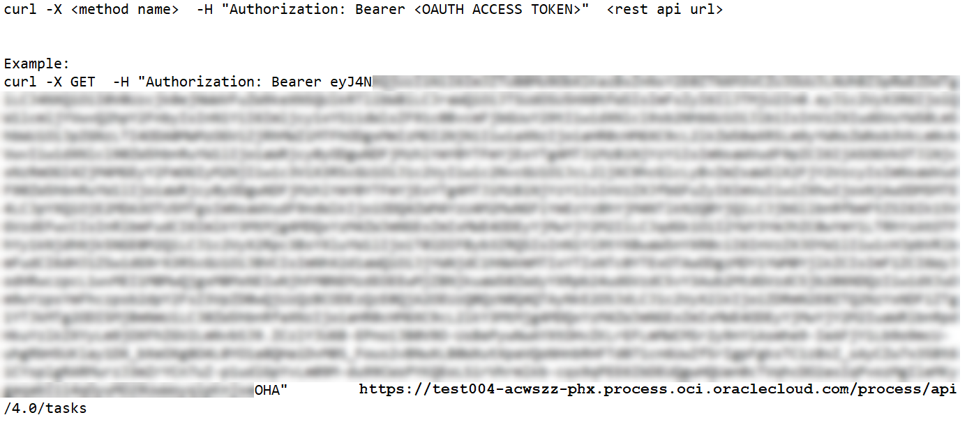 OAuth access token in the Authorization Bearer header