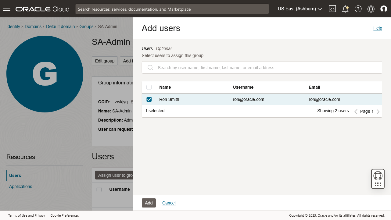 This image shows the Add Users panel.