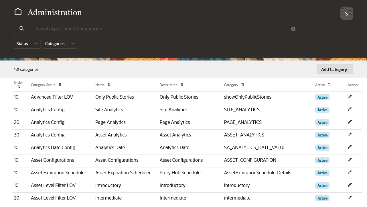 This image shows the Administration page in Oracle Sales Accelerator.