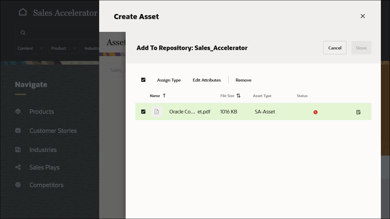 This image shows the Create Asset panel, with the Asset Type dropdown menu for the newly created asset.