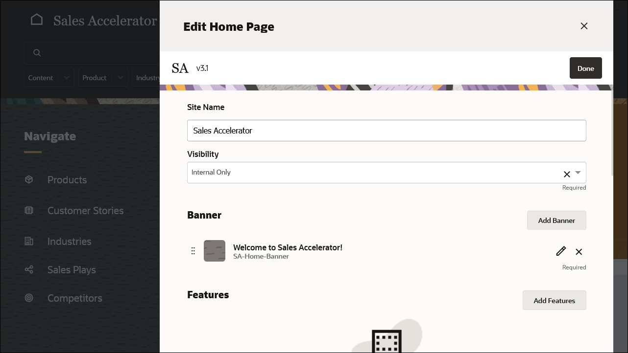 This image shows the Edit Home Page page.