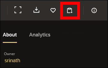 This image shows the share icon in the header of the asset viewer.