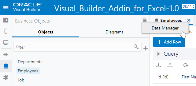 Data Manager menu item