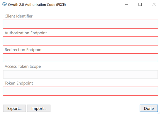 OAuth 2.0 Authorization Code (PKCE) screen