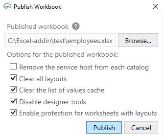 The image shows the Publish Workbook dialog.