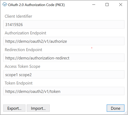 OAuth 2.0 Authorization Code (PKCE) screen