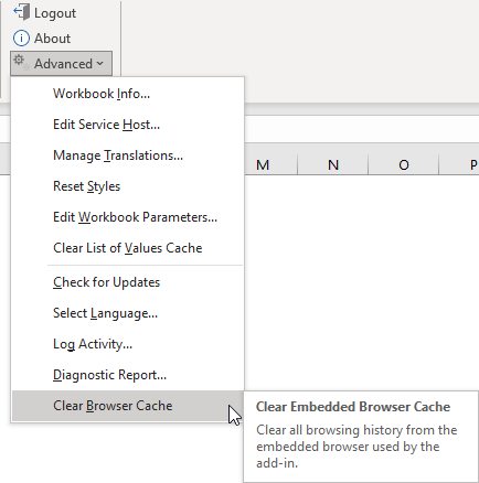 The Clear Embedded Browser Cache command The Clear Embedded Browser Cache command