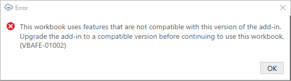 Incompatible feature error message