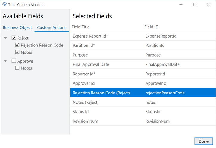 Description of custom-action-columns-available-fields-selected.png follows