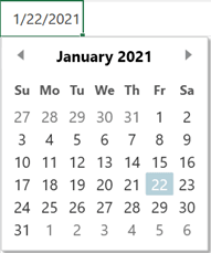 The date picker lets you choose a date for a date field The date picker lets you choose a date for a date field