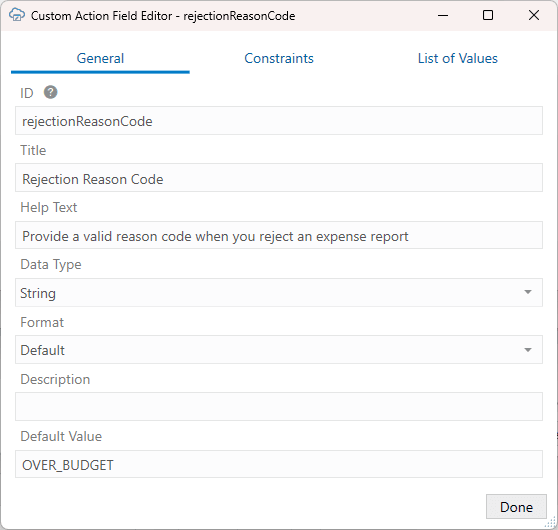 Description of custom-action-general-prop.png follows Description of custom-action-general-prop.png follows
