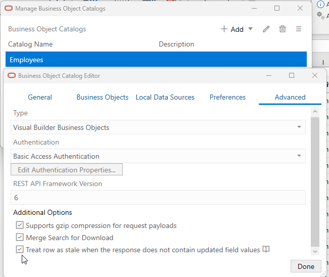 Open Dialog to select treat row as stale property Open Dialog to select treat row as stale property