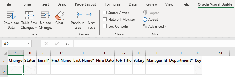 Shows an Excel workbook that is configured to use the add-in.