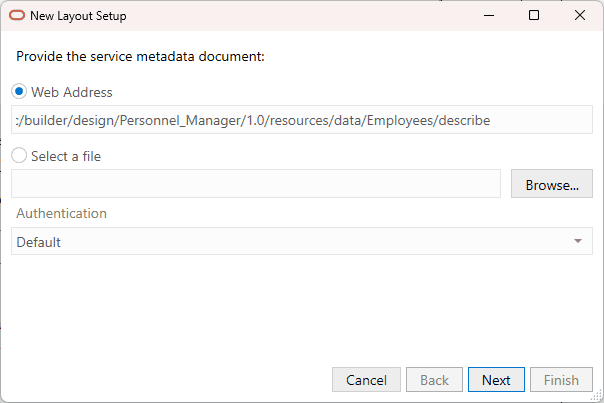The first screen of the New Layout Setup wizard