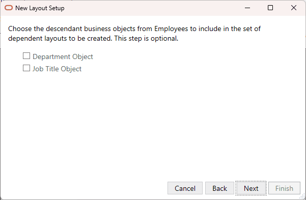 The fifth screen of the New Layout Setup wizard
