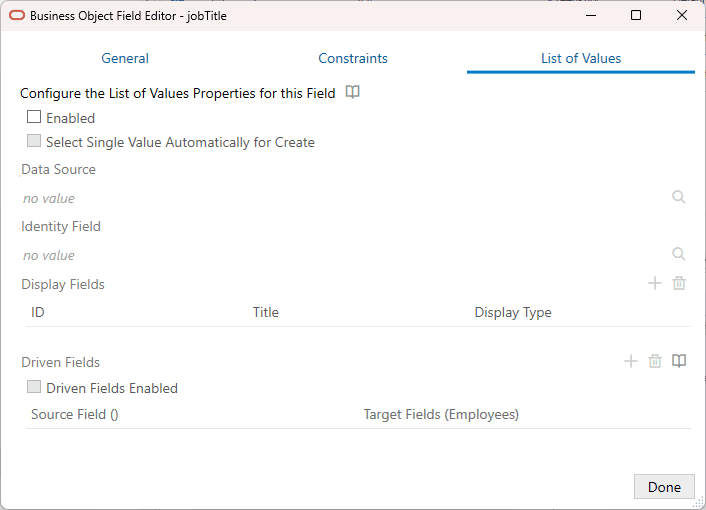 Description of excel-lov-blank.png follows
