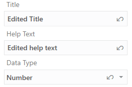 Business Object Field Editor showing changed polymorphic segment properties with Revert icons