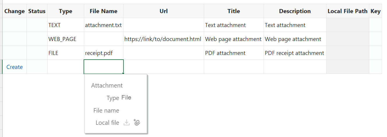Attachment pop-up window