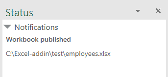 Status Viewer showing published workbook confirmation