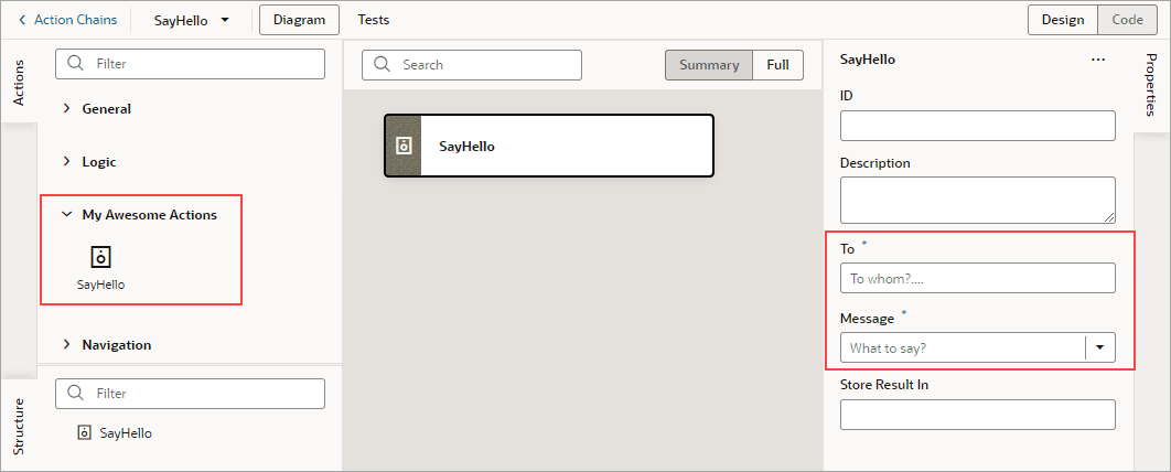 Description of jsac-say-hello-input-params.png follows