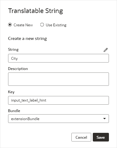 The Translatable String popup