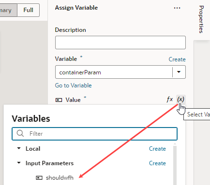 Description of fragment-data-container-actionchain-assignvariable-mapping1.png follows