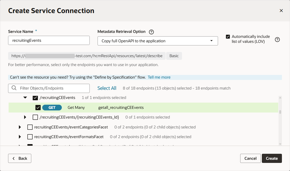 Create Service Connections from the Oracle Cloud Applications or ...
