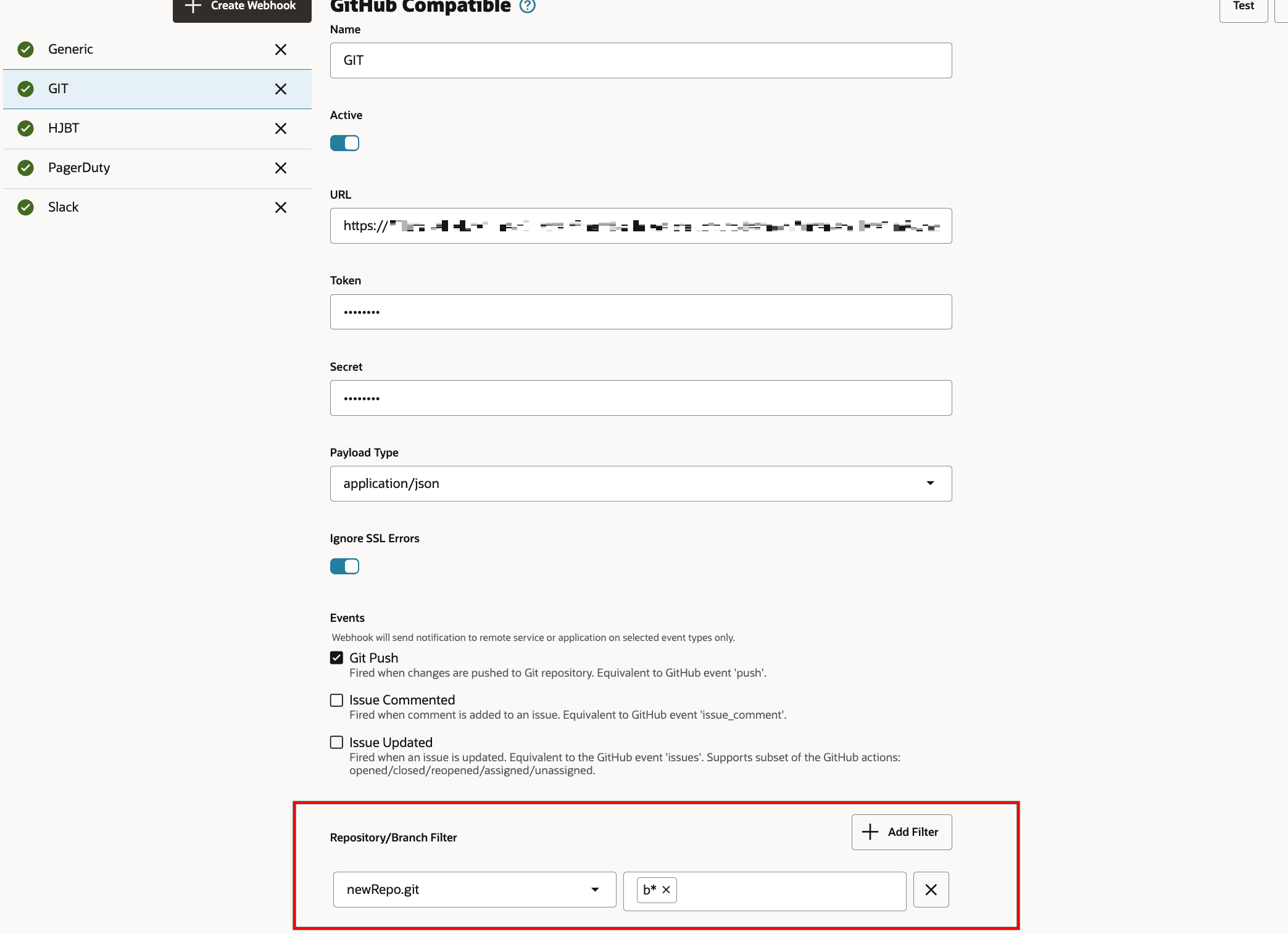 Example showing the new filter option fields