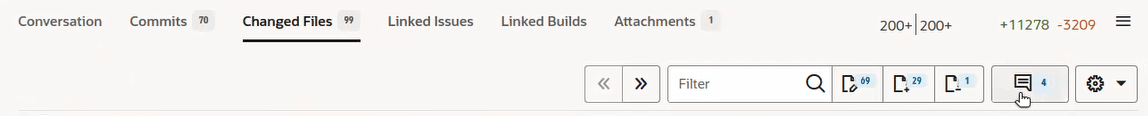 Floating toolbar with Line comment navigator selected