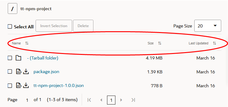 NPM Browse window sort categories, in ascending or descending order