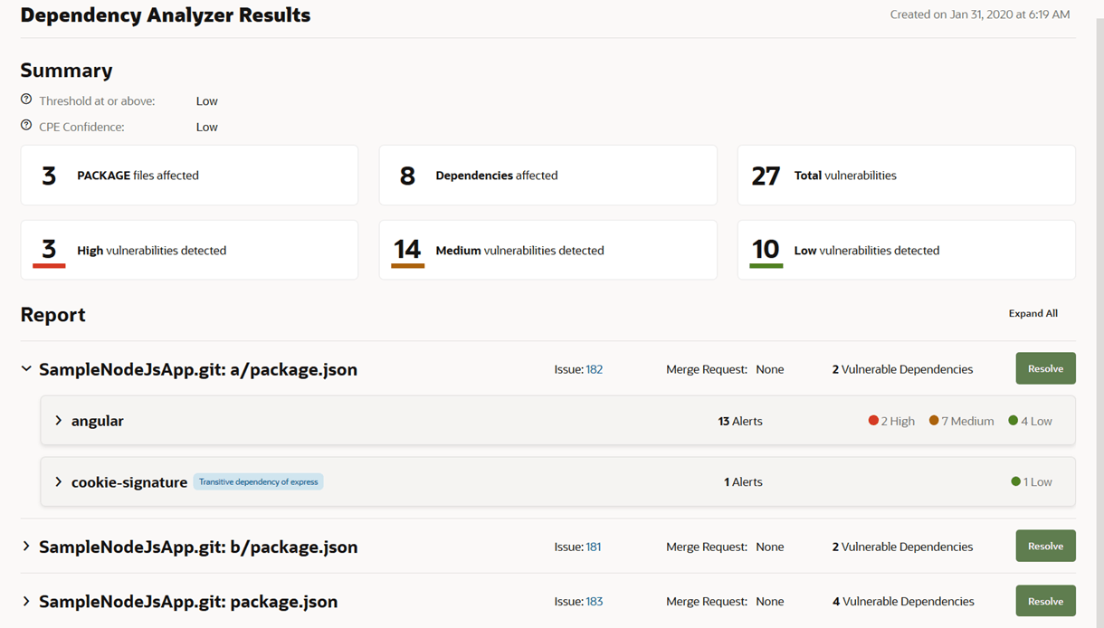 Vulnerability report