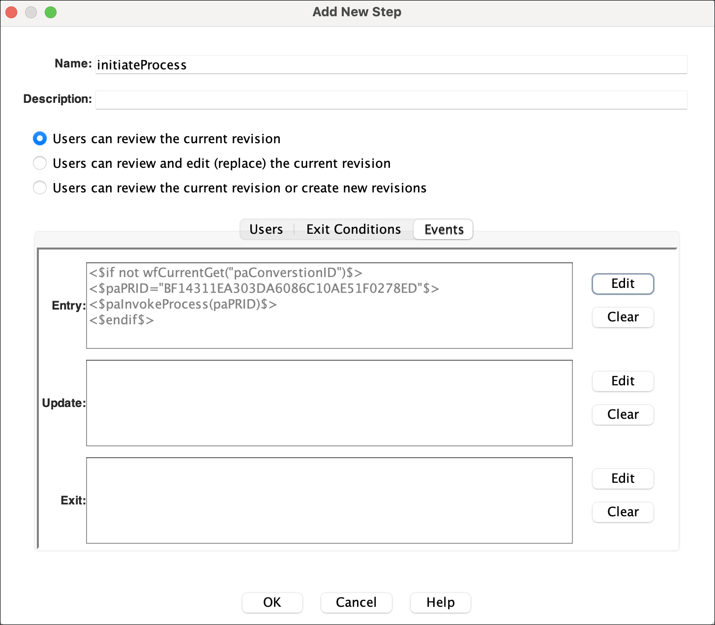 This image shows the Events tab with Entry event script.