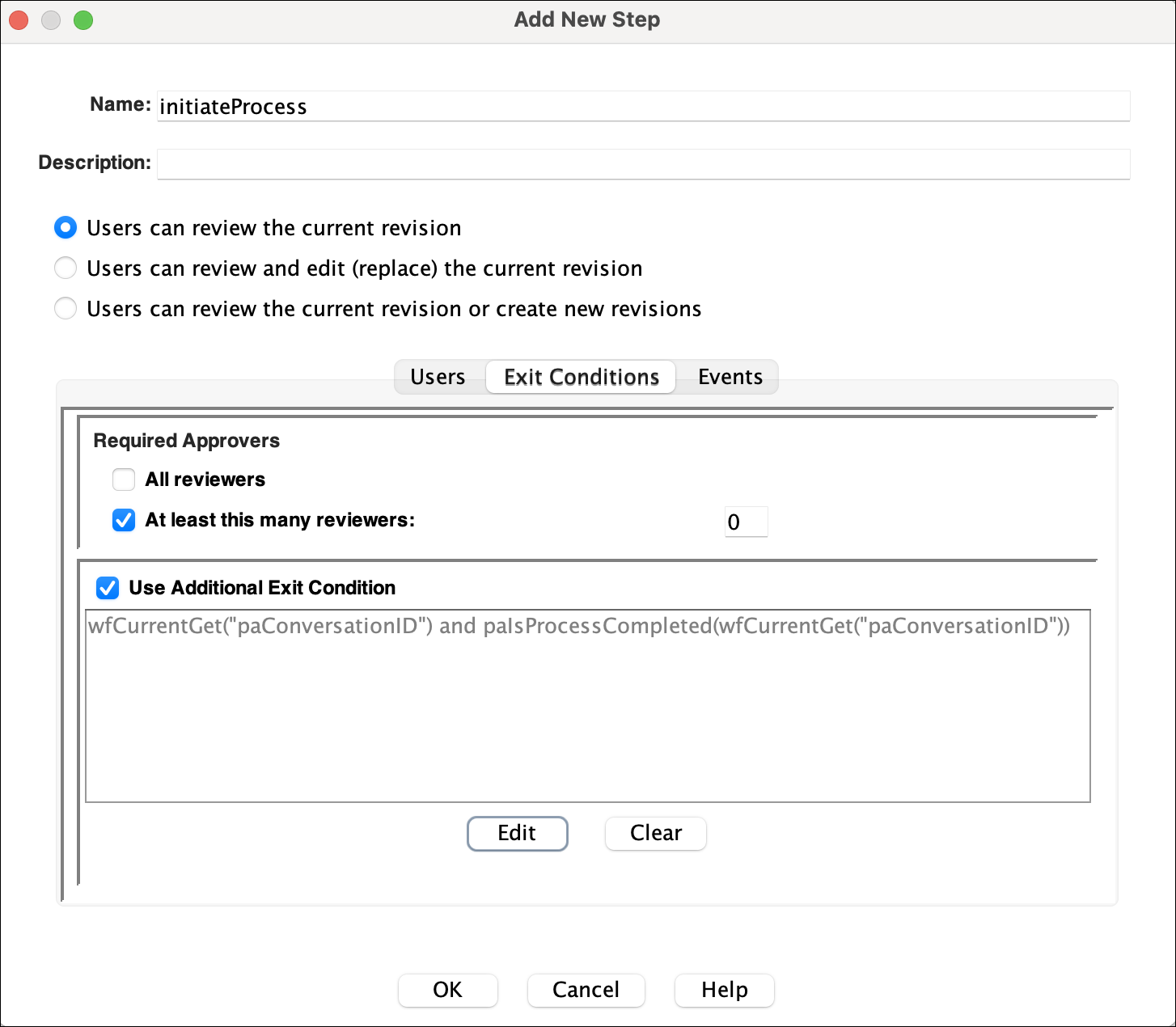 This image shows the Exit Conditions tab.