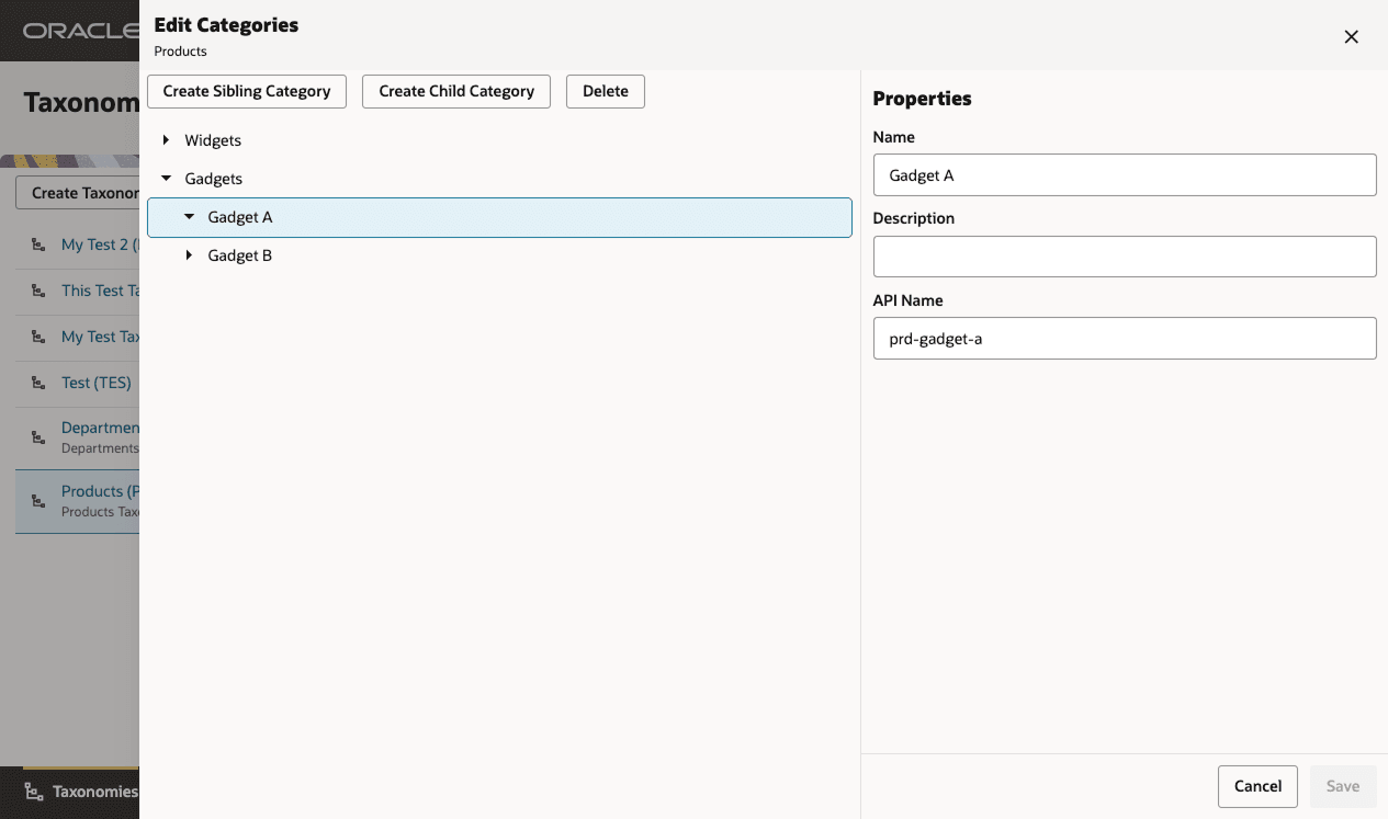 Edit Taxonomy Categories